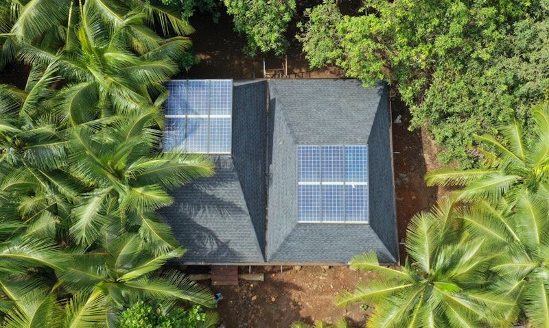 Roofs with solar panels at Mumbai Artist Retreat