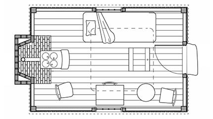 plan of cabin at Walden Pond by Henry David Thoreau