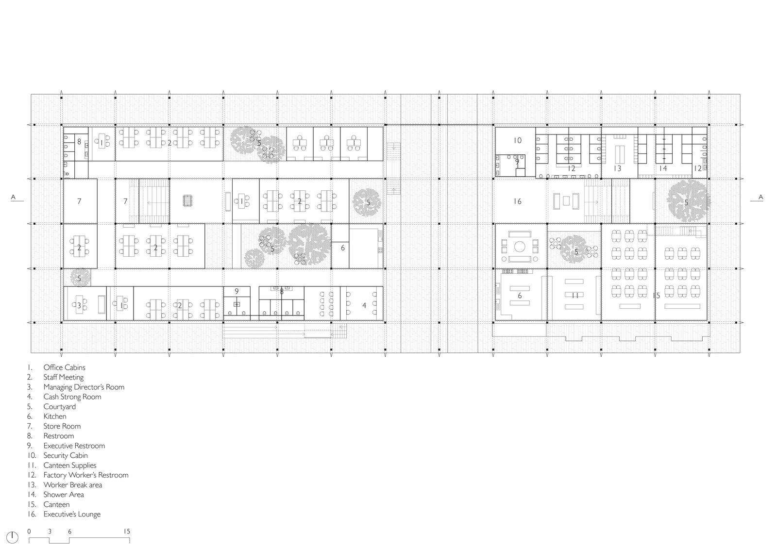 Lower Floor Plan of Administration Building in Latur, India