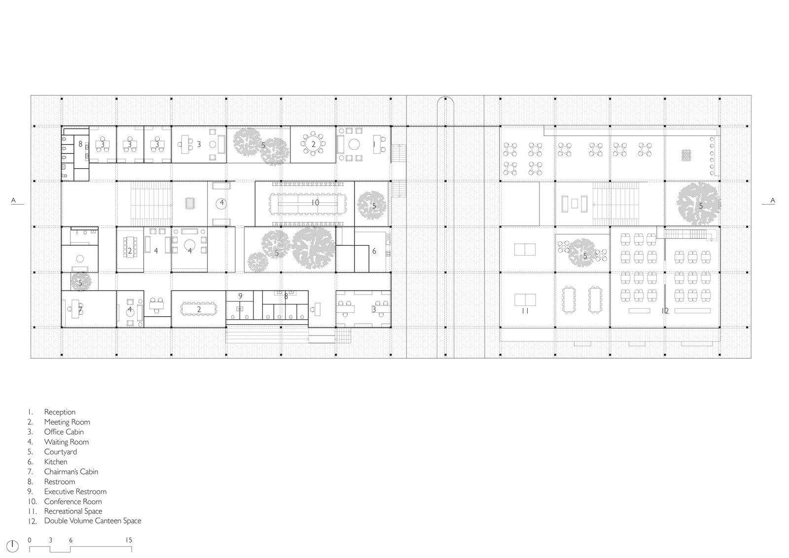 Upper Floor Plan of Administration Building in Latur, India
