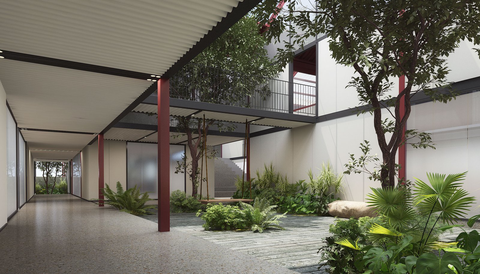 Courtyard in Administration Building in Latur, India
