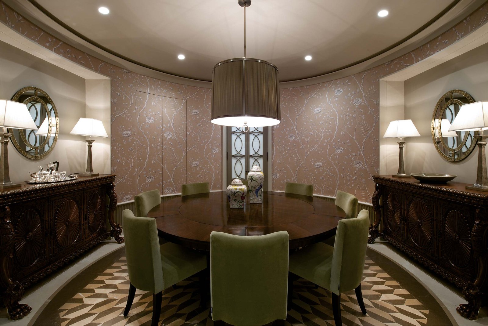 Circular Dining Room at duplex apartment interior design mumbai india