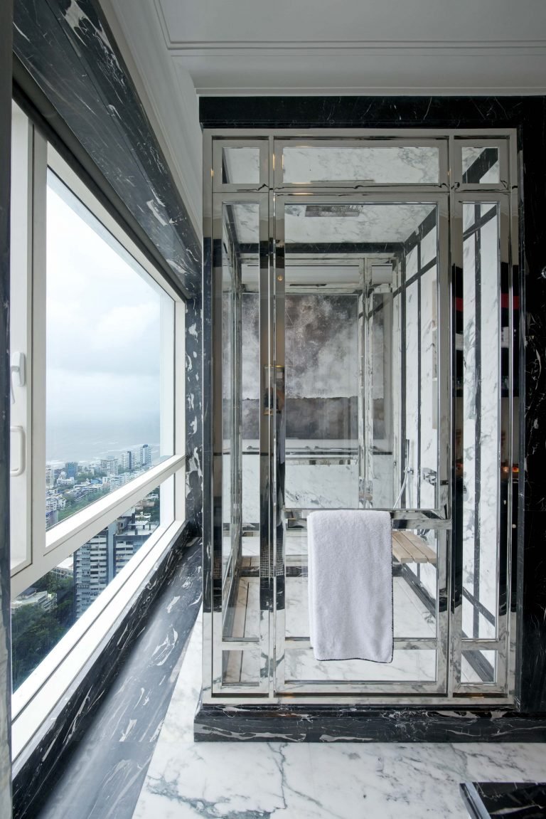 His Bathroom Shower at duplex apartment interior design mumbai india