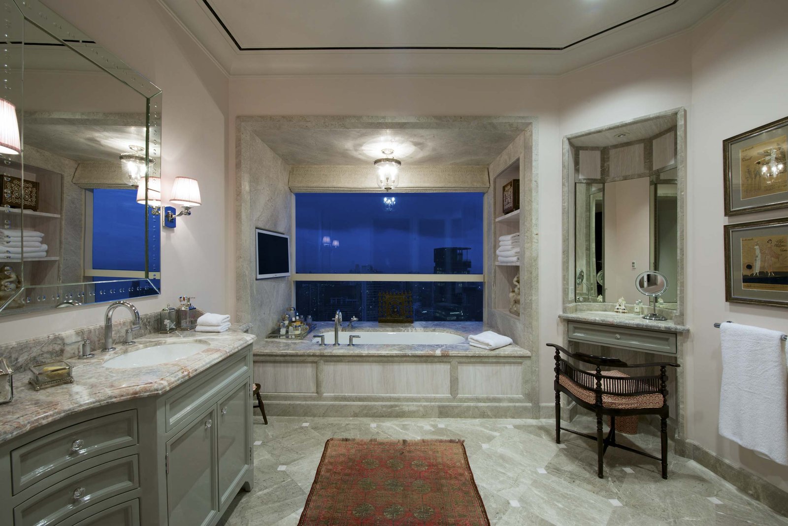 Marble Bathroom in Mumbai at duplex apartment interior design mumbai india
