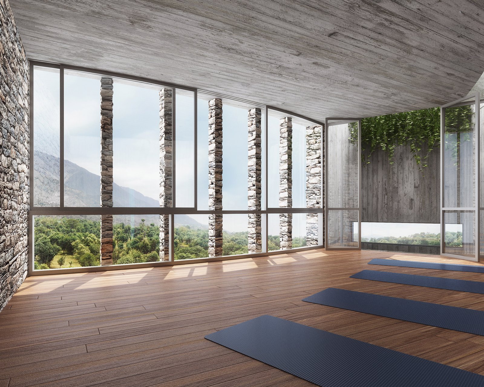 yoga retreat Yoga Room view mountains
