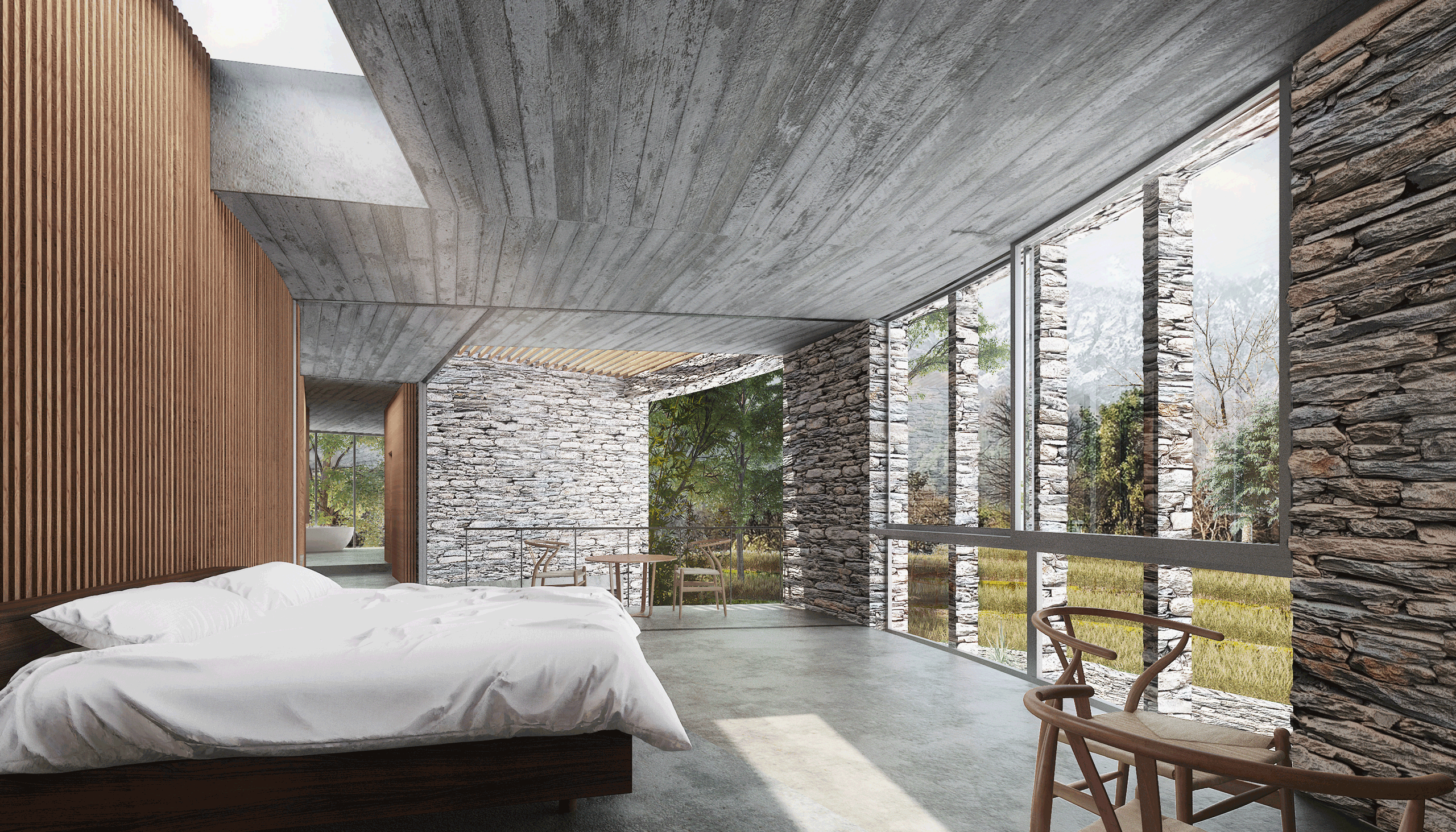 Yoga Retreat Bedroom suite overlooking mountains