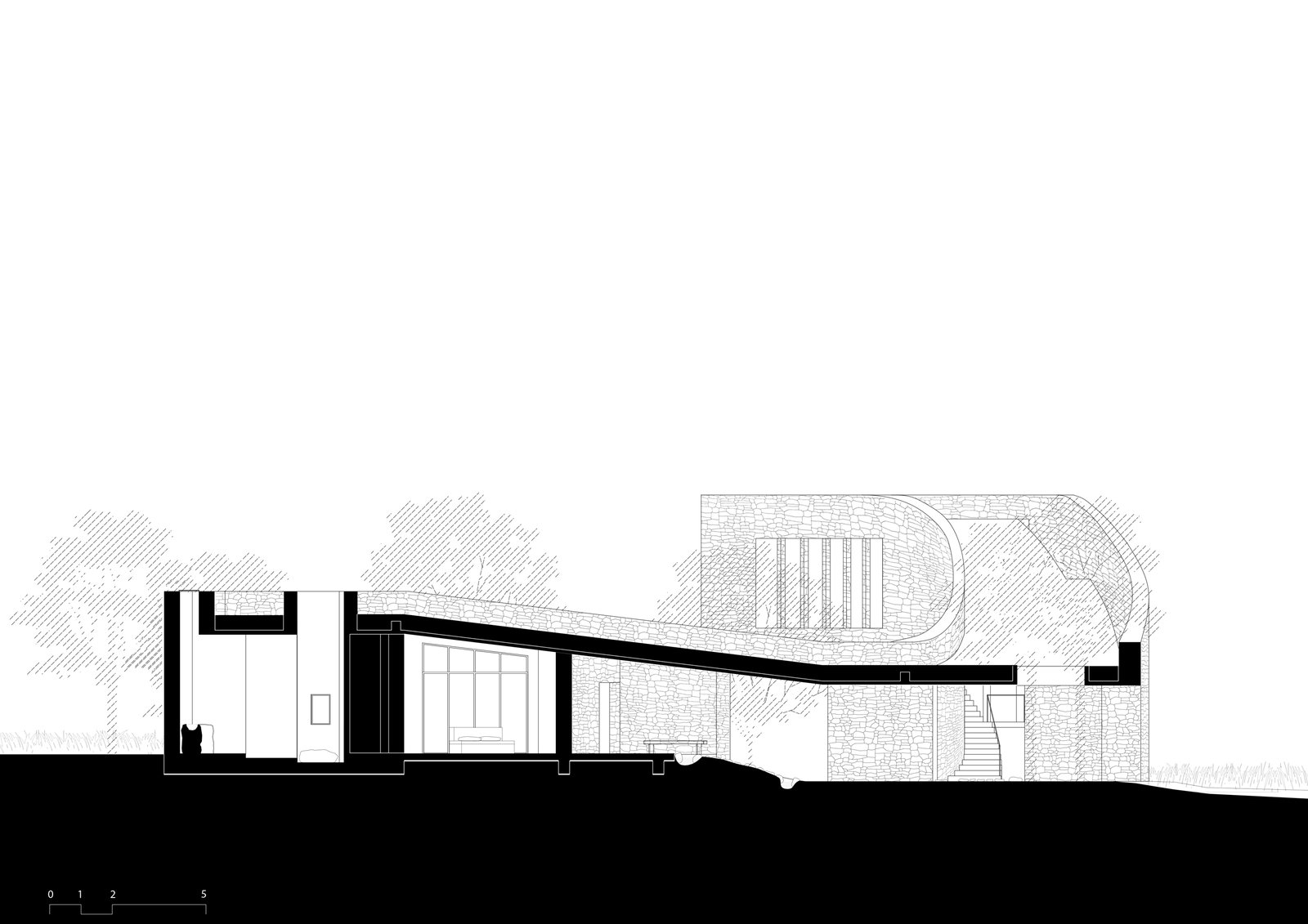 Dharamshala Yoga retreat section drawing