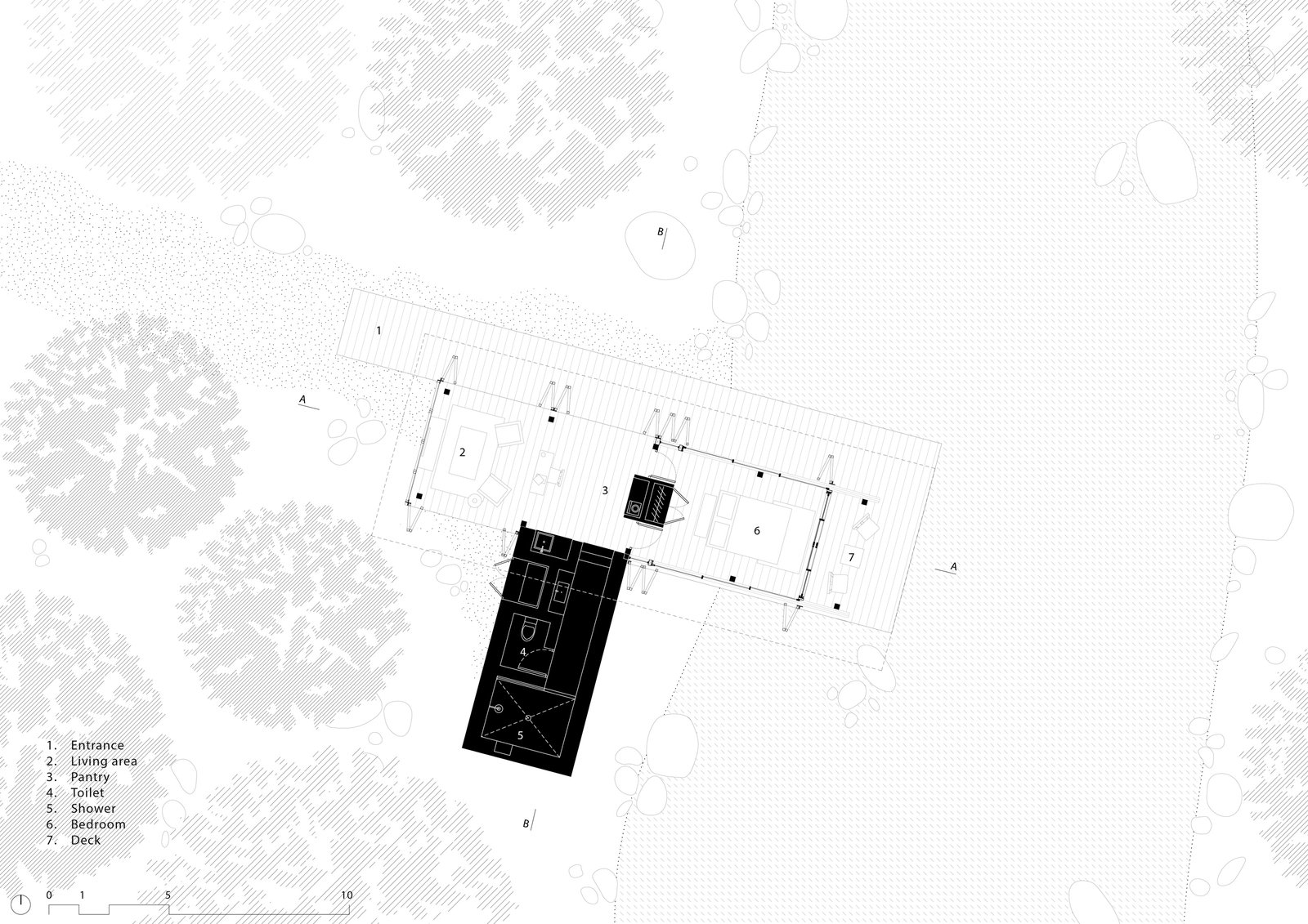 Floor plan of cabin of Sustainable Forest Eco Resort Andhra Pradesh