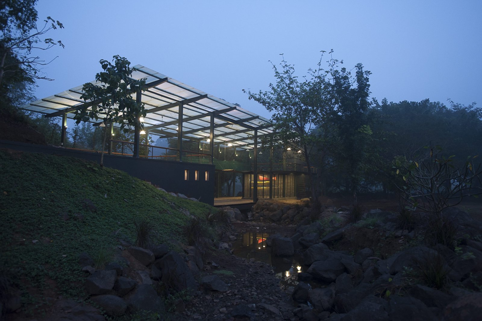 magic bus learning pavilion Karjat night view