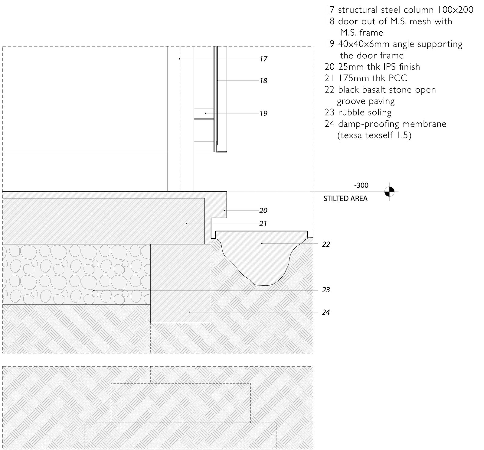 detail of plinth magic bus learning pavilion Karjat india