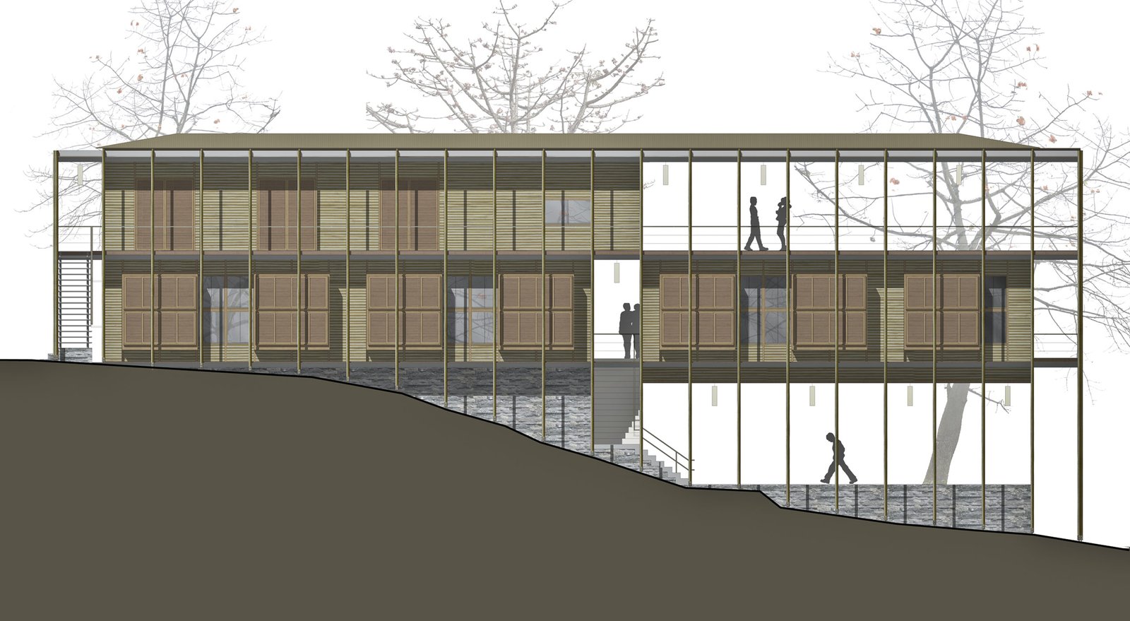 bamboo architecture dormitory elevation
