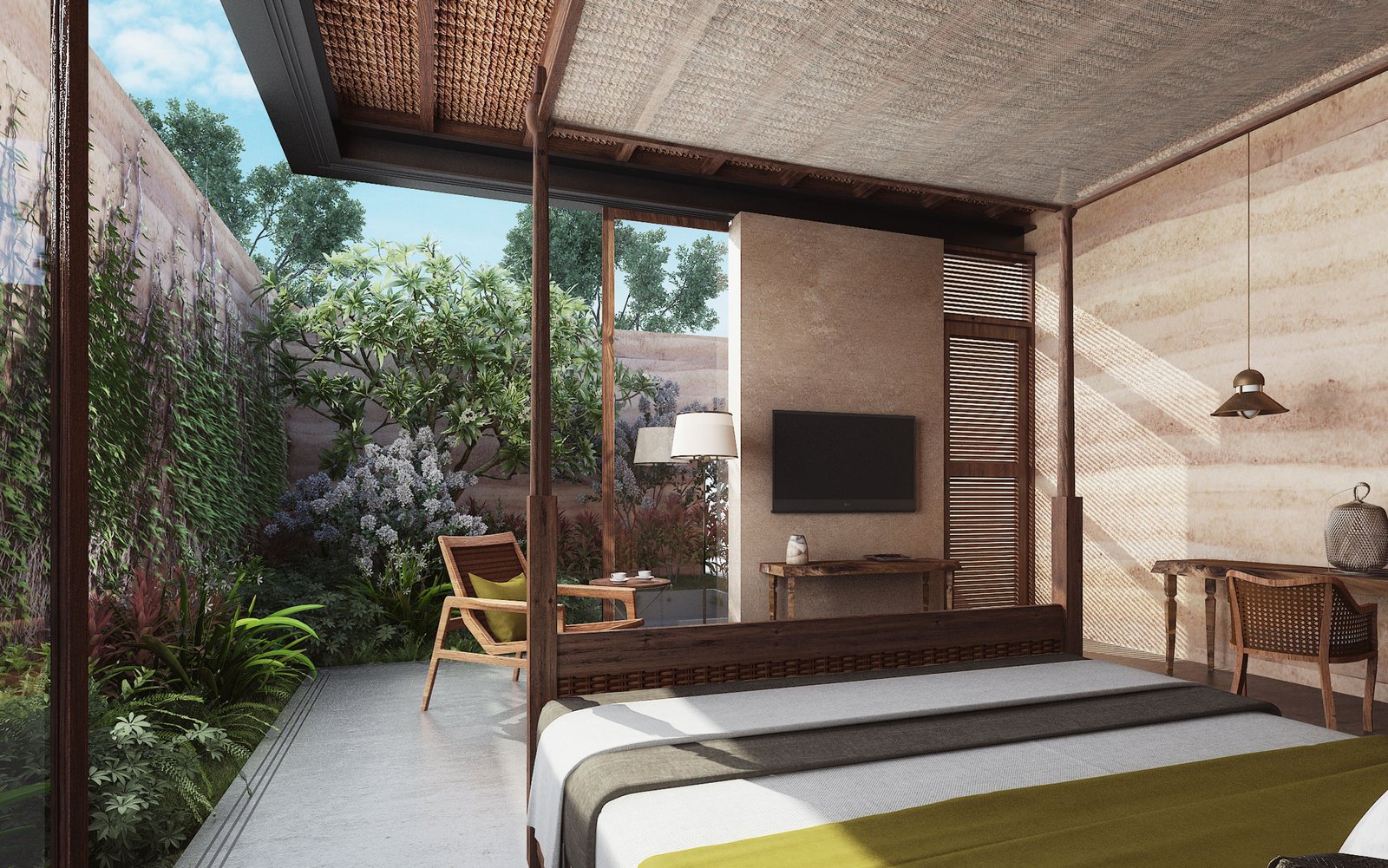 Mandwa Resort - Guest Bedroom and Courtyard