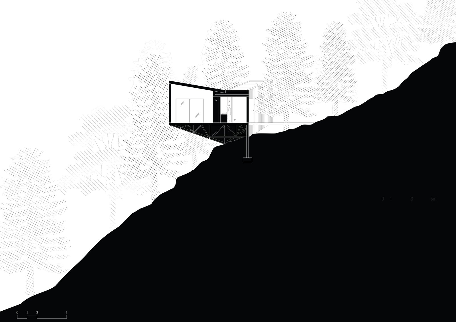 Section drawing - Himalayan Mountain Cabin