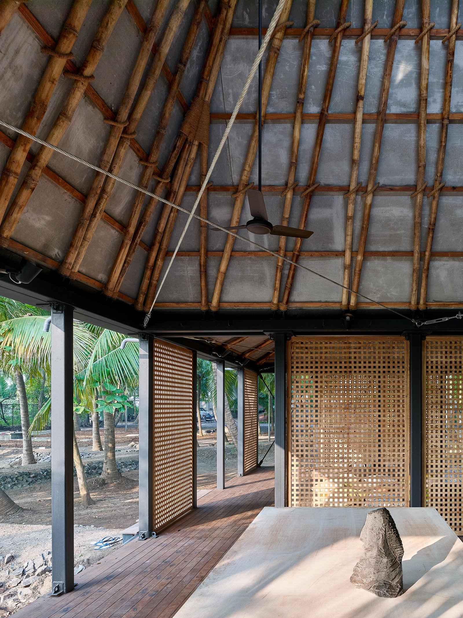 Artist Workshop bamboo roof in Mumbai