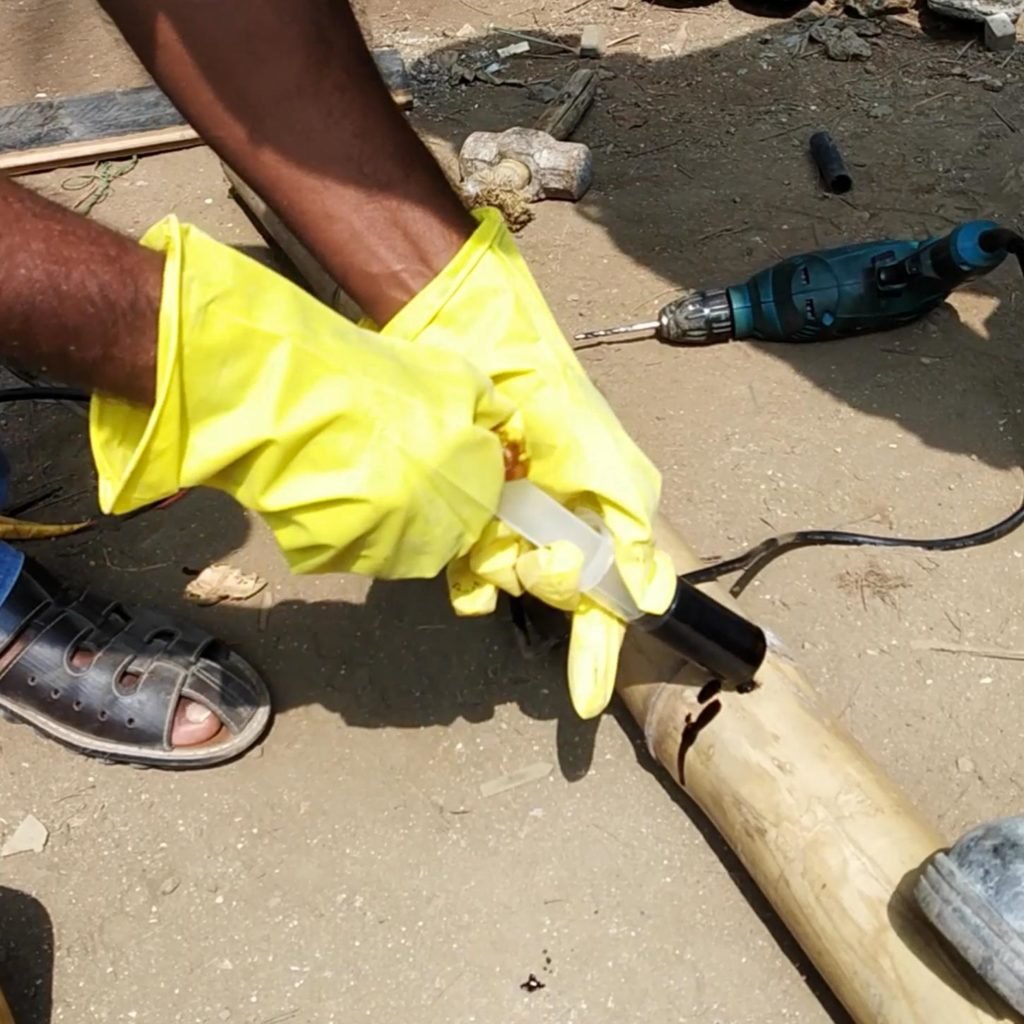 creosote injection of oil in bamboo cavity