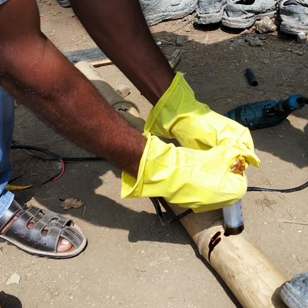 creosote injection of oil in bamboo cavity