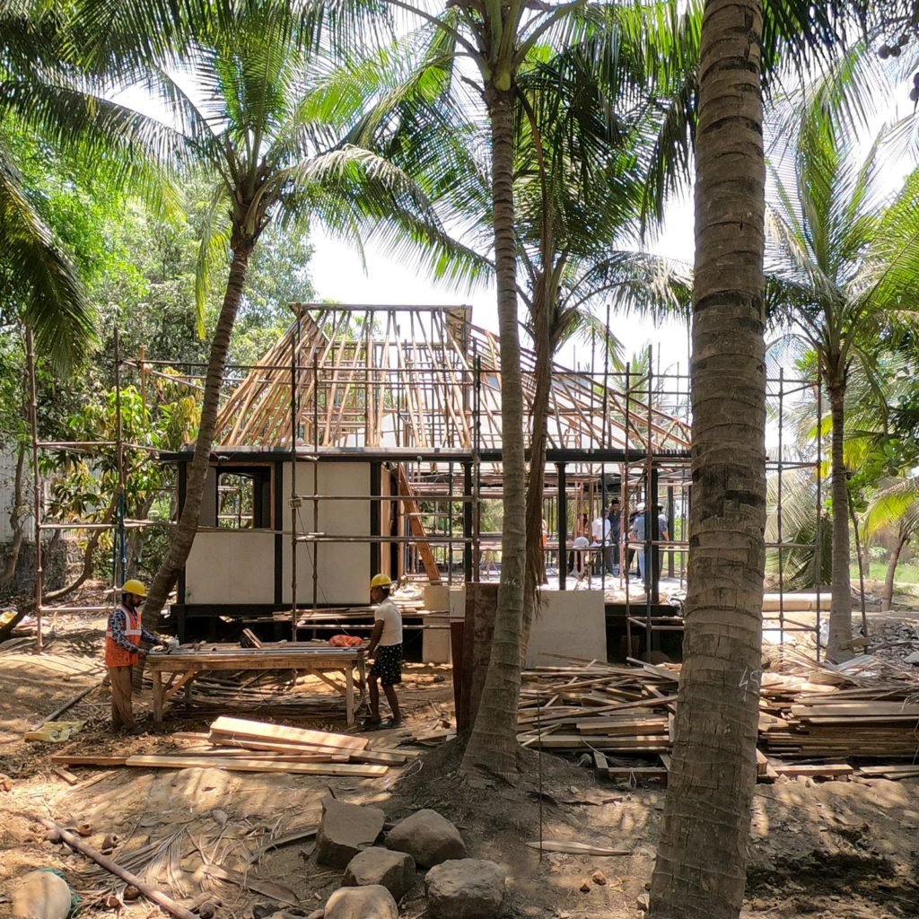 bamboo roof structure at Mumbai Artist Retreat