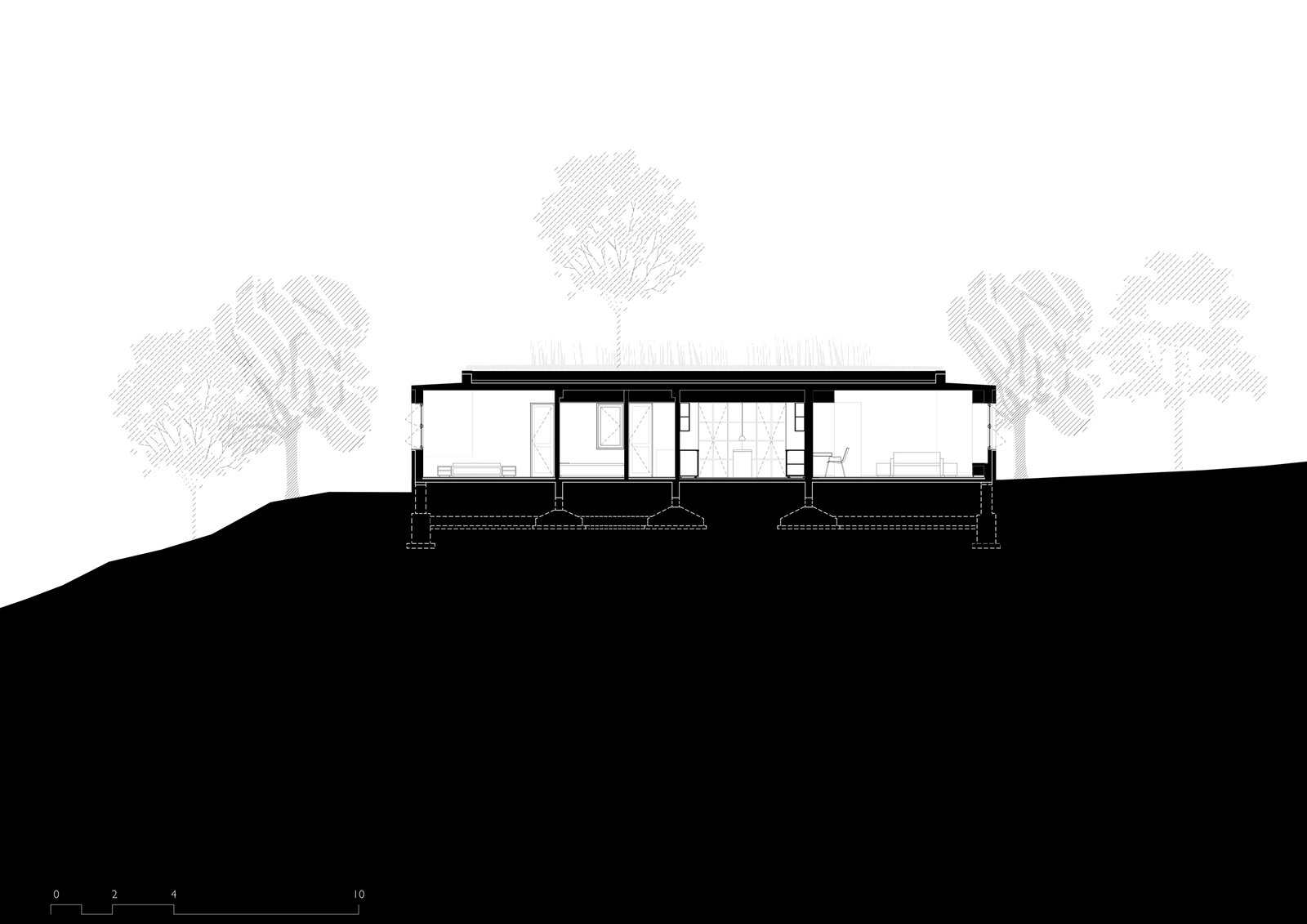 Section of the Riparian House in Karjat, Mumbai