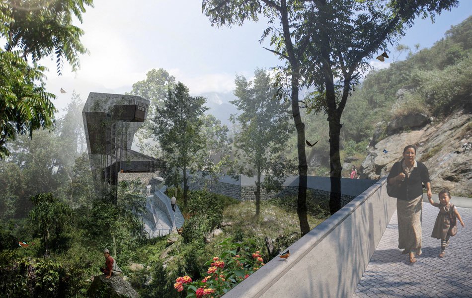 entrance pavilion of butterfly reserve, sikkim, india