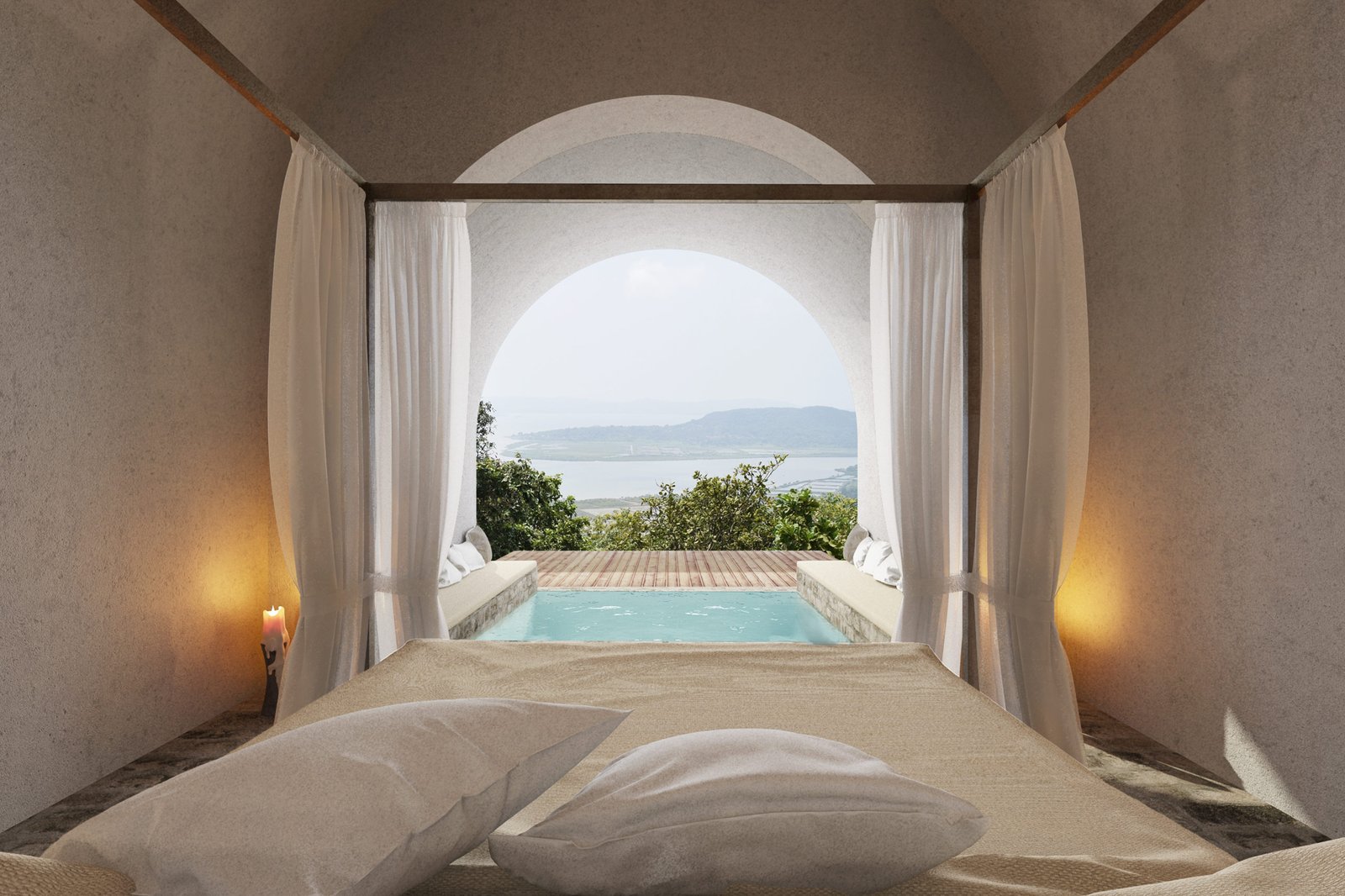 plunge pool with sea view cave homes alibaug