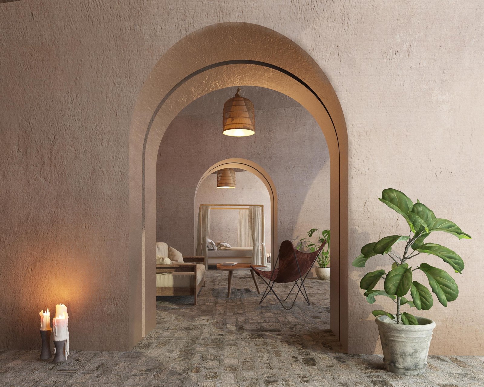 Enfilade in Vaulted space cave homes alibaug