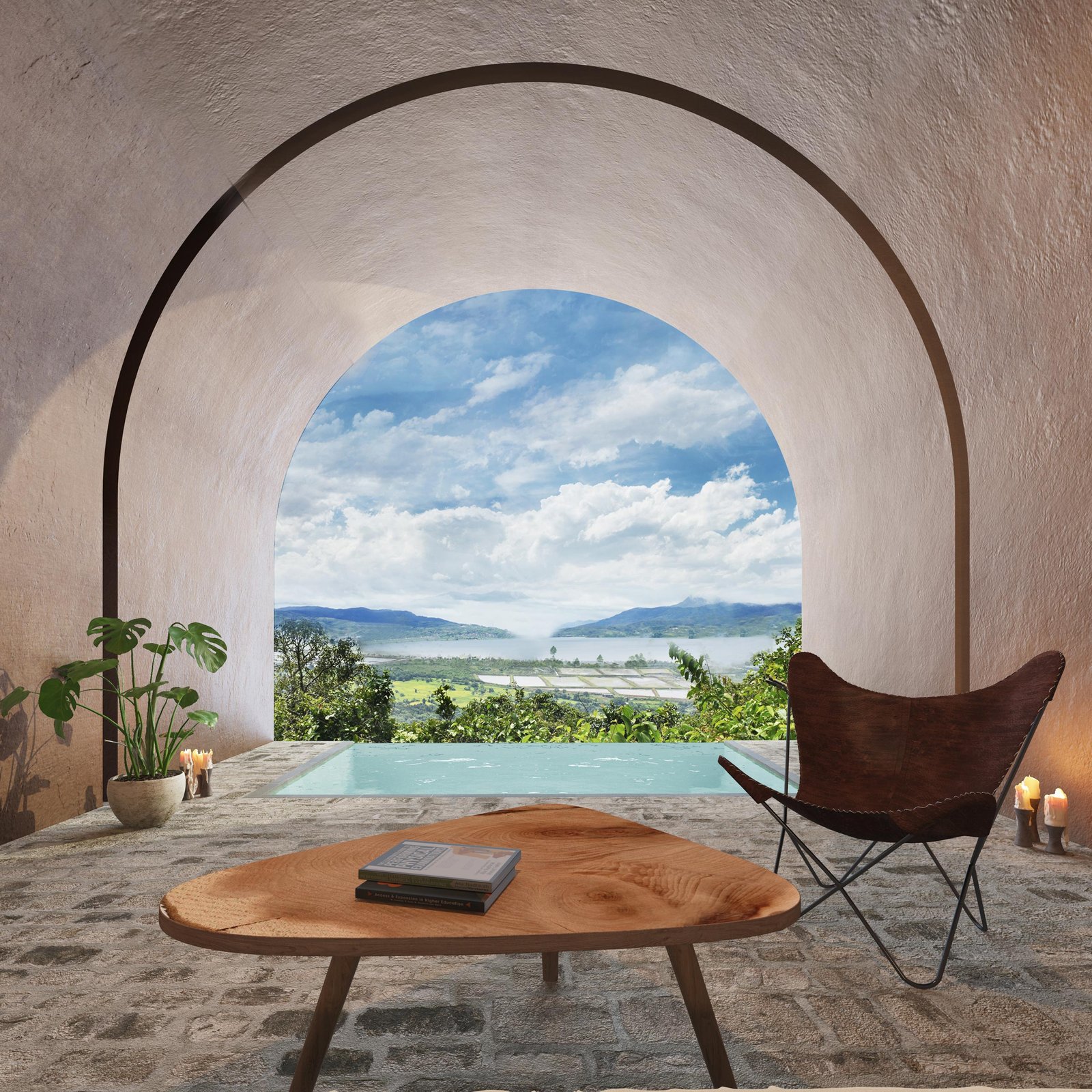 plunge pool with view cave homes alibaug