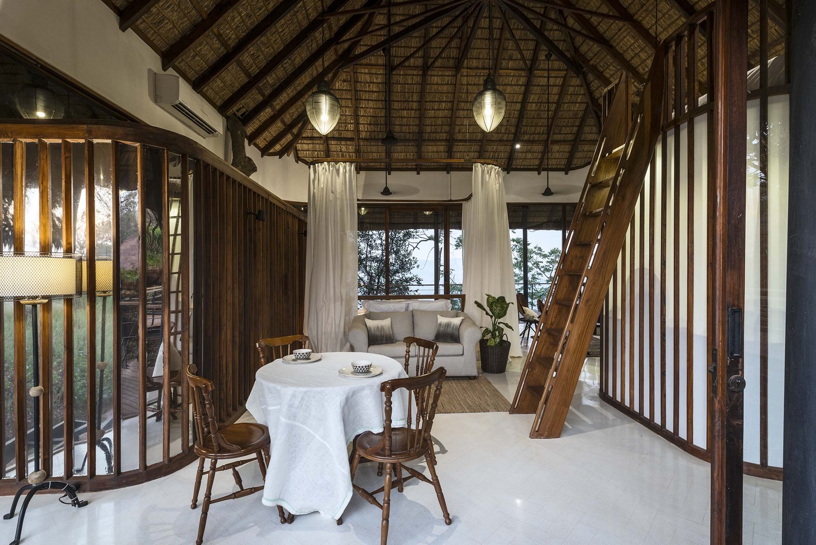 tala treehouse villa sitting area alibaug india